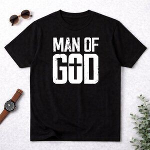 Man Of God Cross Graphic Tee | Bold Christian Faith Shirt